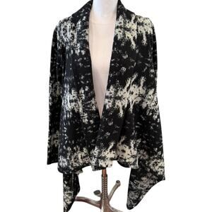 Yoana Baraschi Asymmetrical Duster Cardigan Sweater Black Gray M